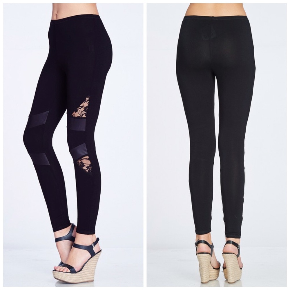 💝Last 1! Lace/Ribbon Contrast Leggings! - Picture 2 of 3